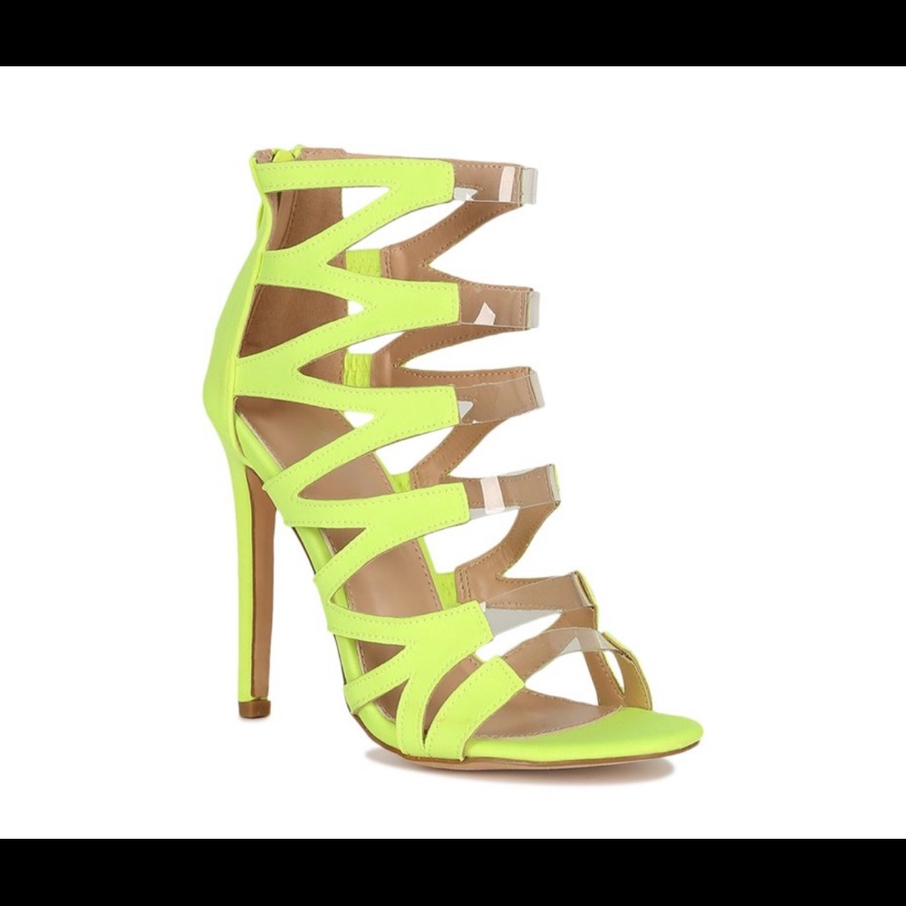 Neon green Cage Open Toe Stiletto Heel Sandal